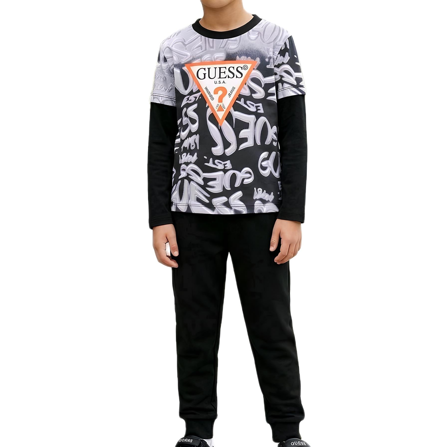 GUESS COMPLETO 2 PZ. BIMBO, MAGLIETTA COTONE+SOTTOTUTA COTONE GARZATO.