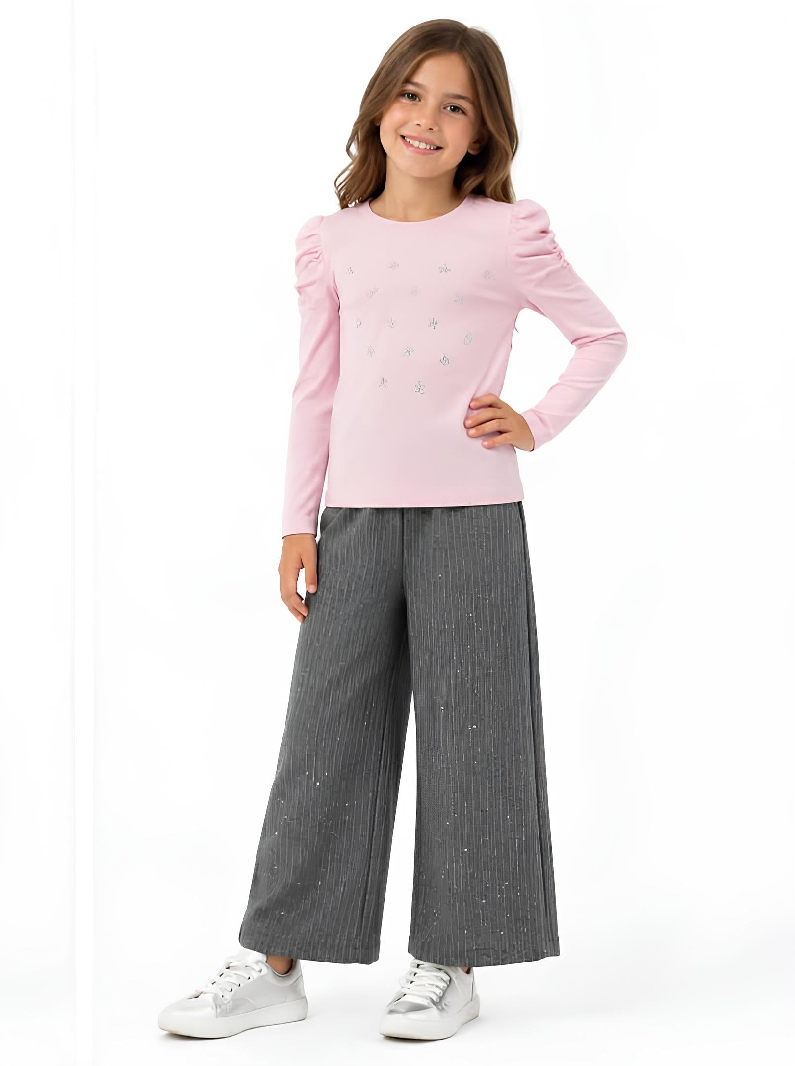 TUC TUC PANTALONE GESSATO CON STRASS BIMBA/RAGAZZA. PANNO.