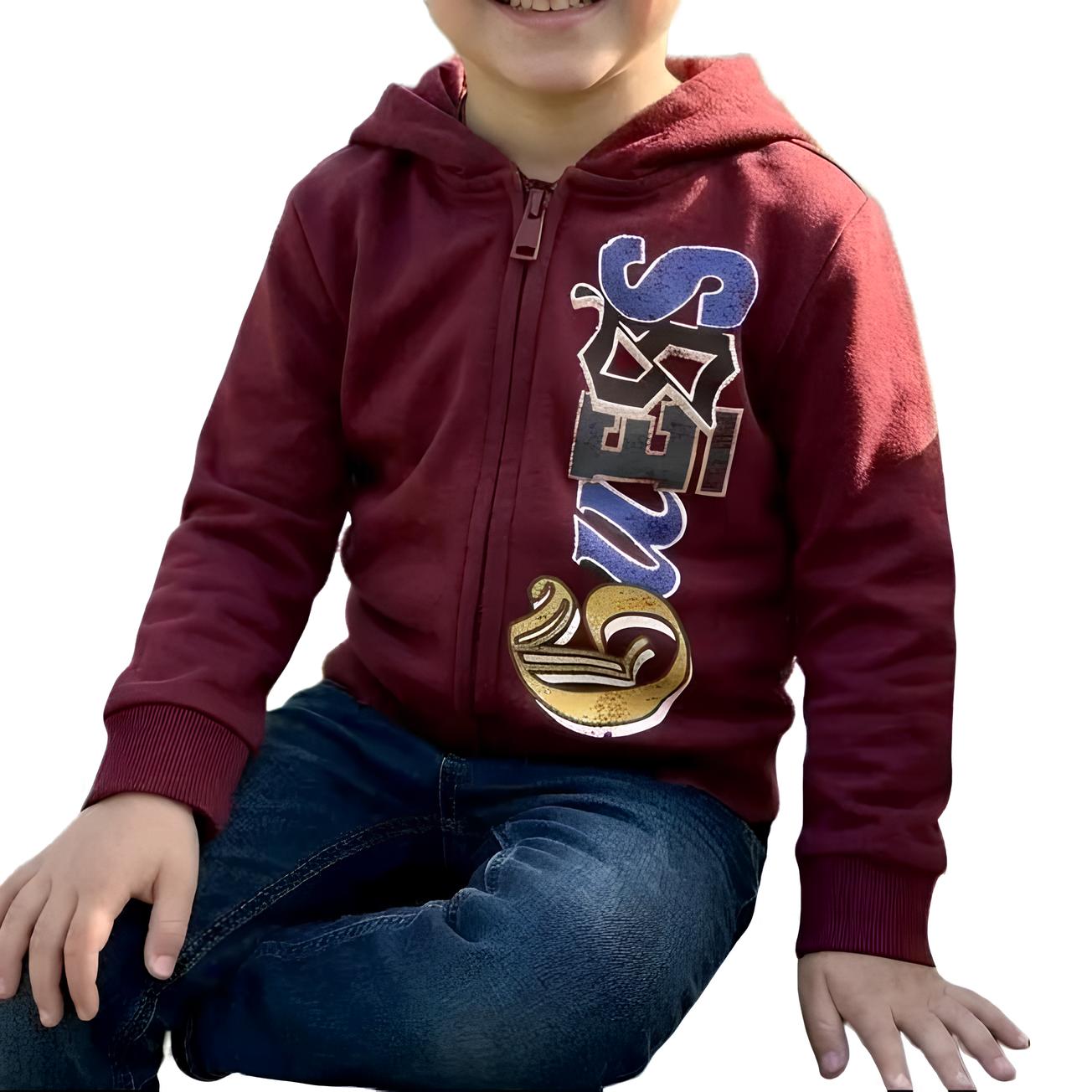 GUESS FELPA BIMBO, CON ZIP E CAPPUCCIO.COTONE GARZATO.