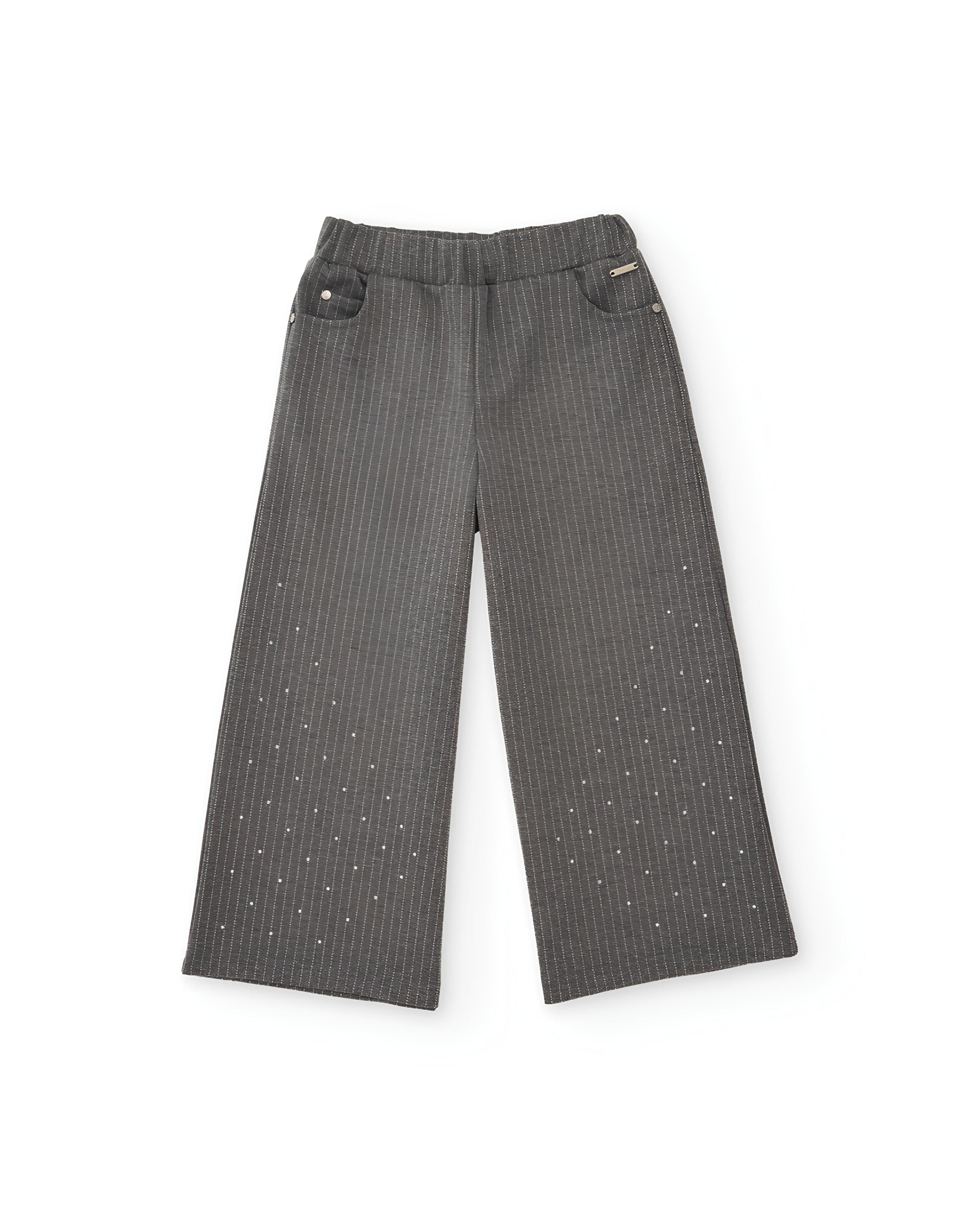 TUC TUC PANTALONE GESSATO CON STRASS BIMBA/RAGAZZA. PANNO.