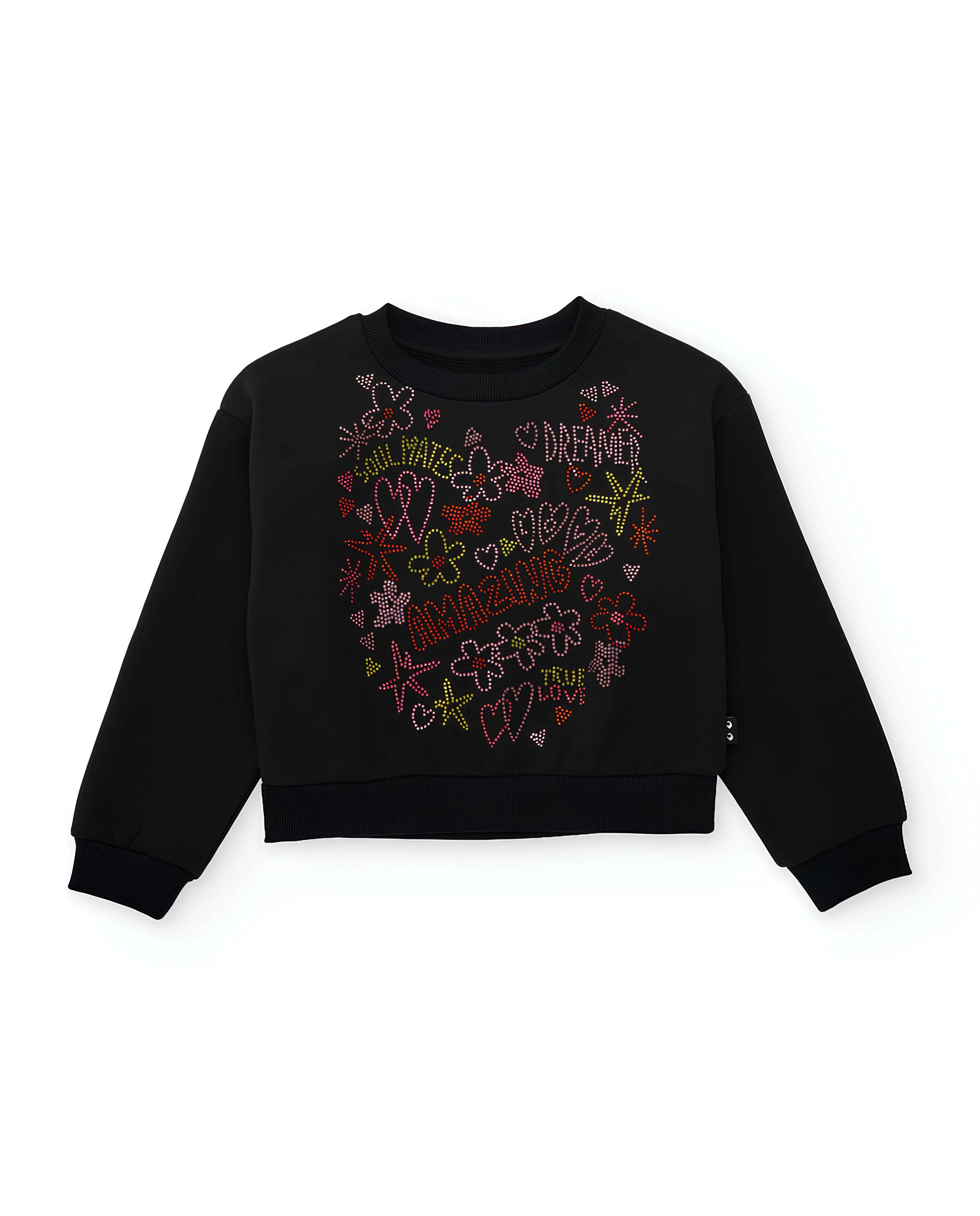 TUC TUC FELPA BIMBA/RAGAZZA CON STRASS MULTICOLOR. COTONE FELPATO.