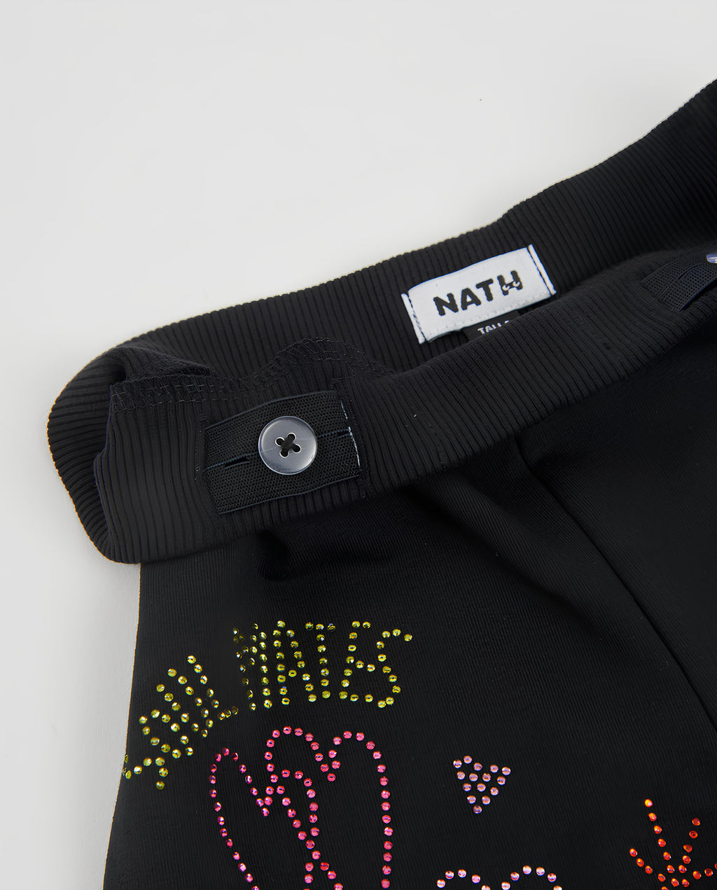TUC TUC PANTALONE PALAZZO BIMBA/RAGAZZA CON STRASS MULTICOLOR. COTONE FELPATO.