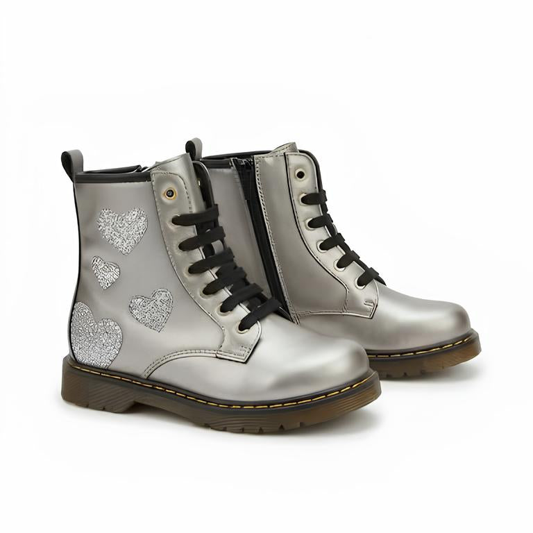 Balocchi anfibio con cuori glitter bimba. Pelle.
