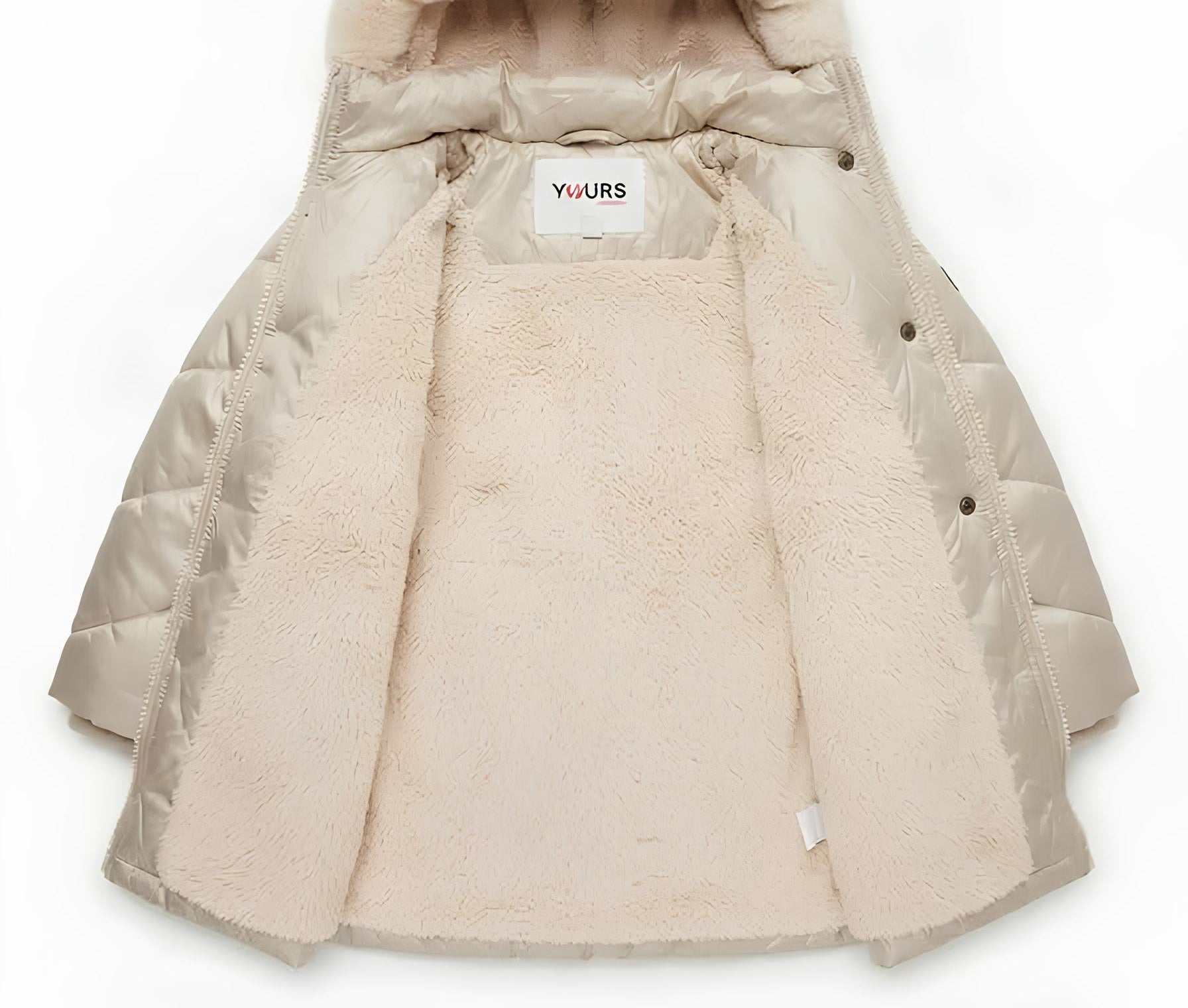Yours Piumino Bambina con Cappuccio e Bordura in Ecopelliccia Rimovibile