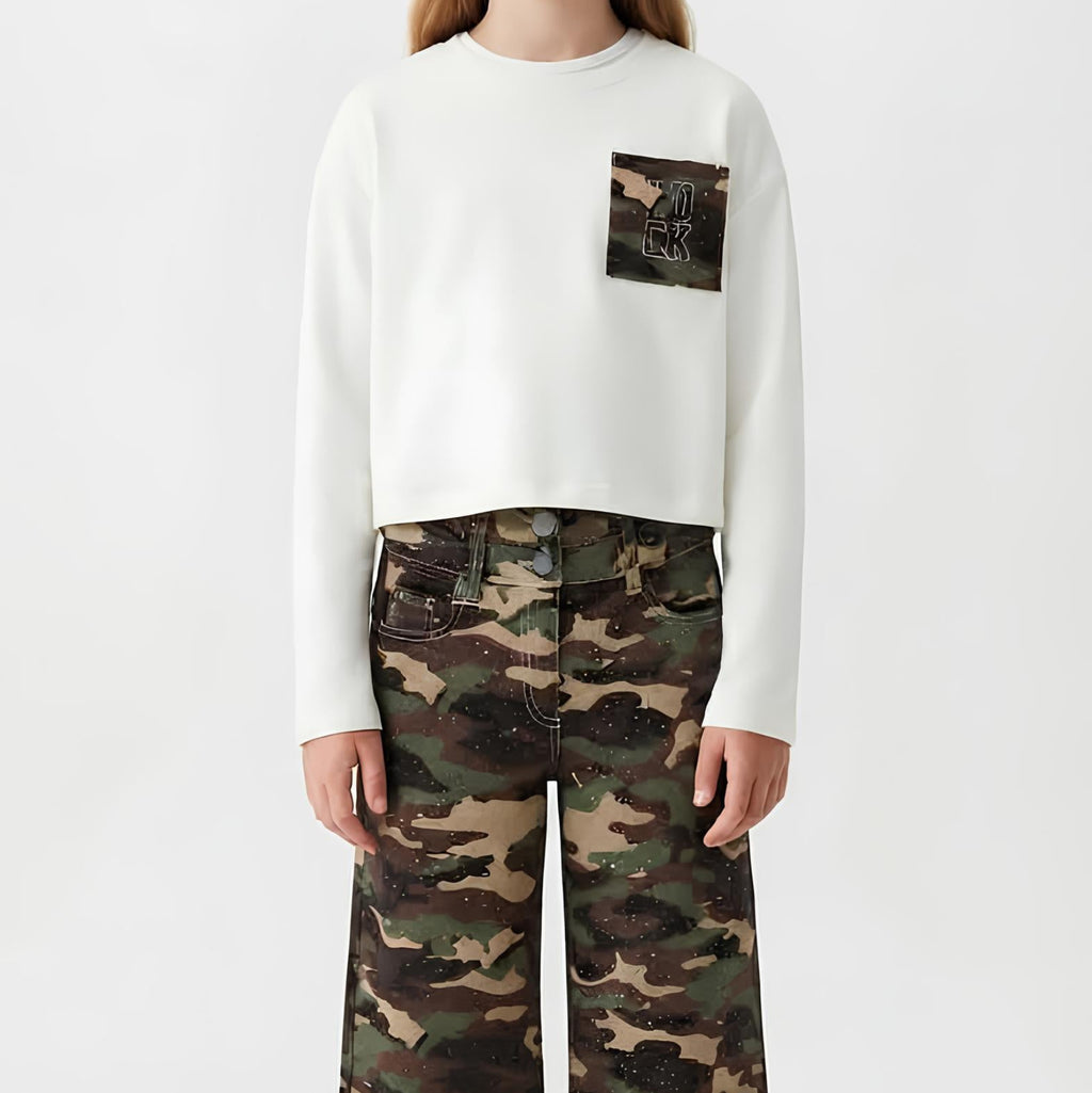 Sarabanda Maglietta Manica Lunga Oversize Bambina in Cotone