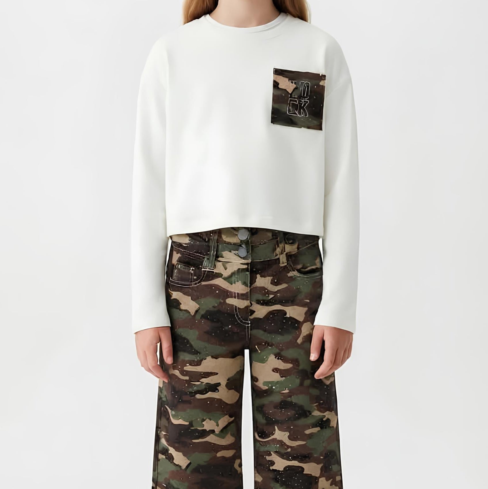 Sarabanda Maglietta Manica Lunga Oversize Bambina in Cotone
