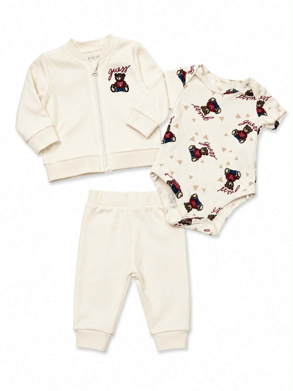 GUESS COMPLETO UNISEX 3 PZ. NEONATO. COTONE.