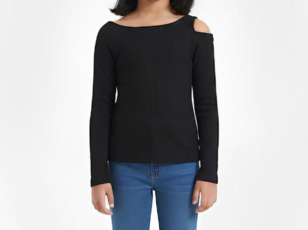 GUESS MAGLIETTA MANICA LUNGA RAGAZZA. COTONE A COSTINE.