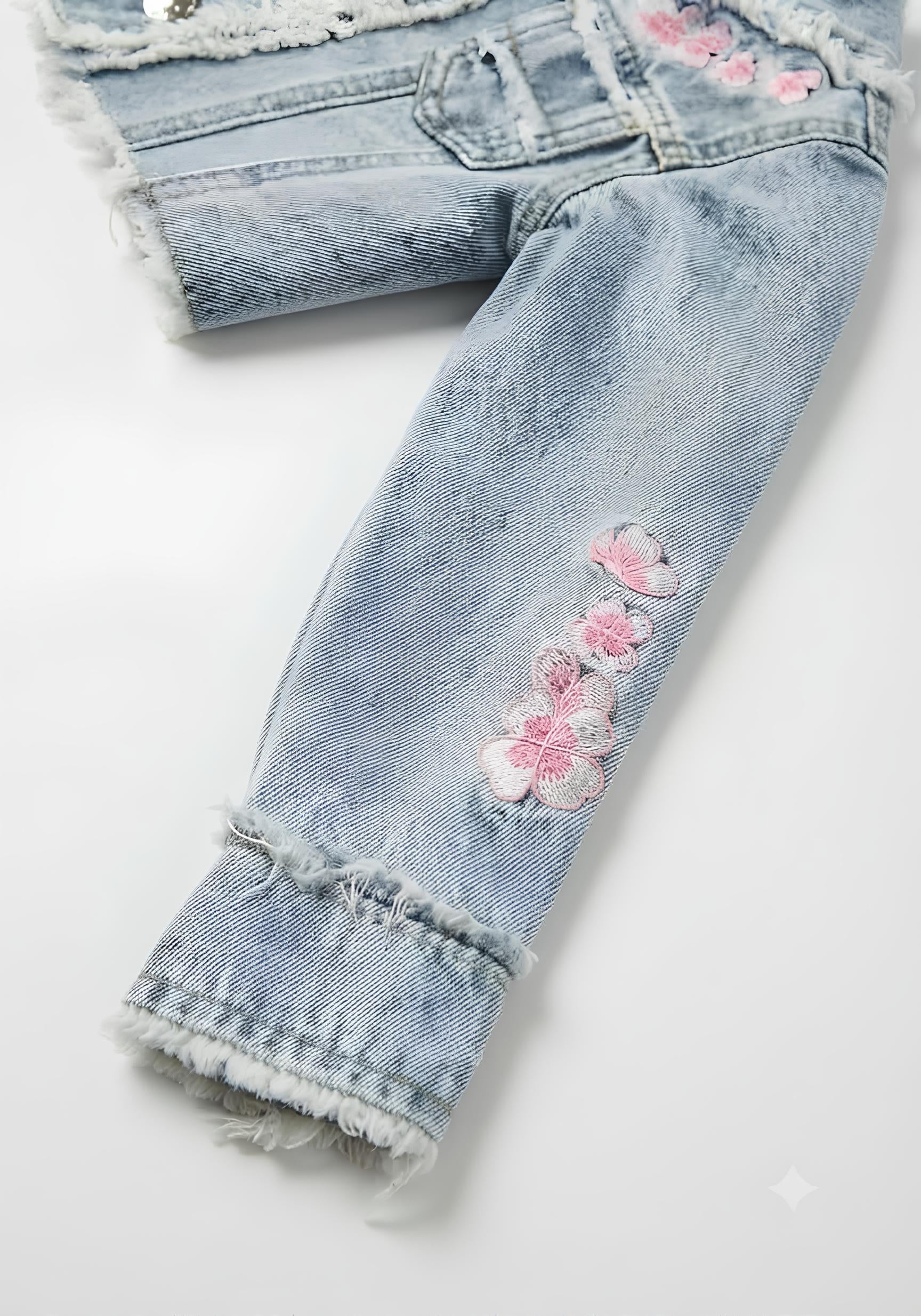 YOURS GIACCHETTO JEANS RICAMATO BIMBA. COTONE.