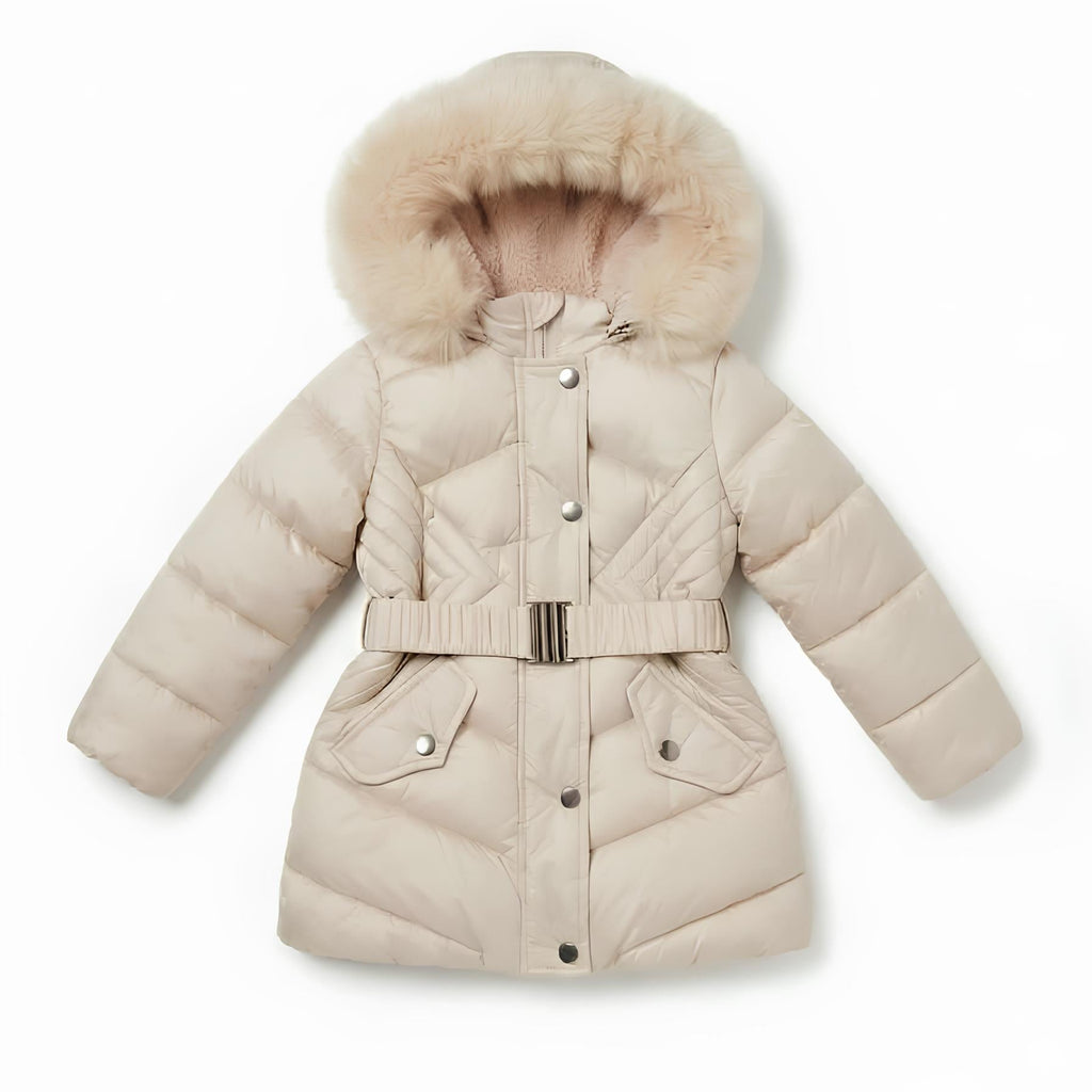 Yours Piumino Bambina con Cappuccio e Bordura in Ecopelliccia Rimovibile