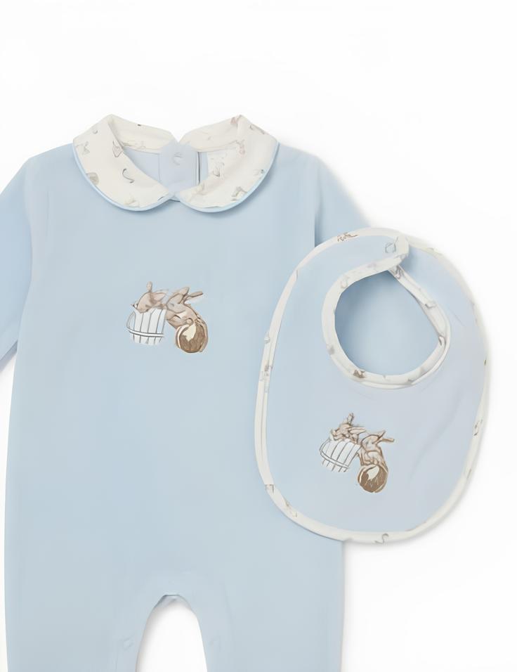 Yours set 3 pz. tutina intera+bavetta+cappellino neonato. Ciniglia.