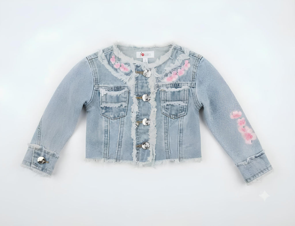 YOURS GIACCHETTO JEANS RICAMATO BIMBA. COTONE.