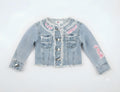 YOURS GIACCHETTO JEANS RICAMATO BIMBA. COTONE.