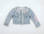 YOURS GIACCHETTO JEANS RICAMATO BIMBA. COTONE.