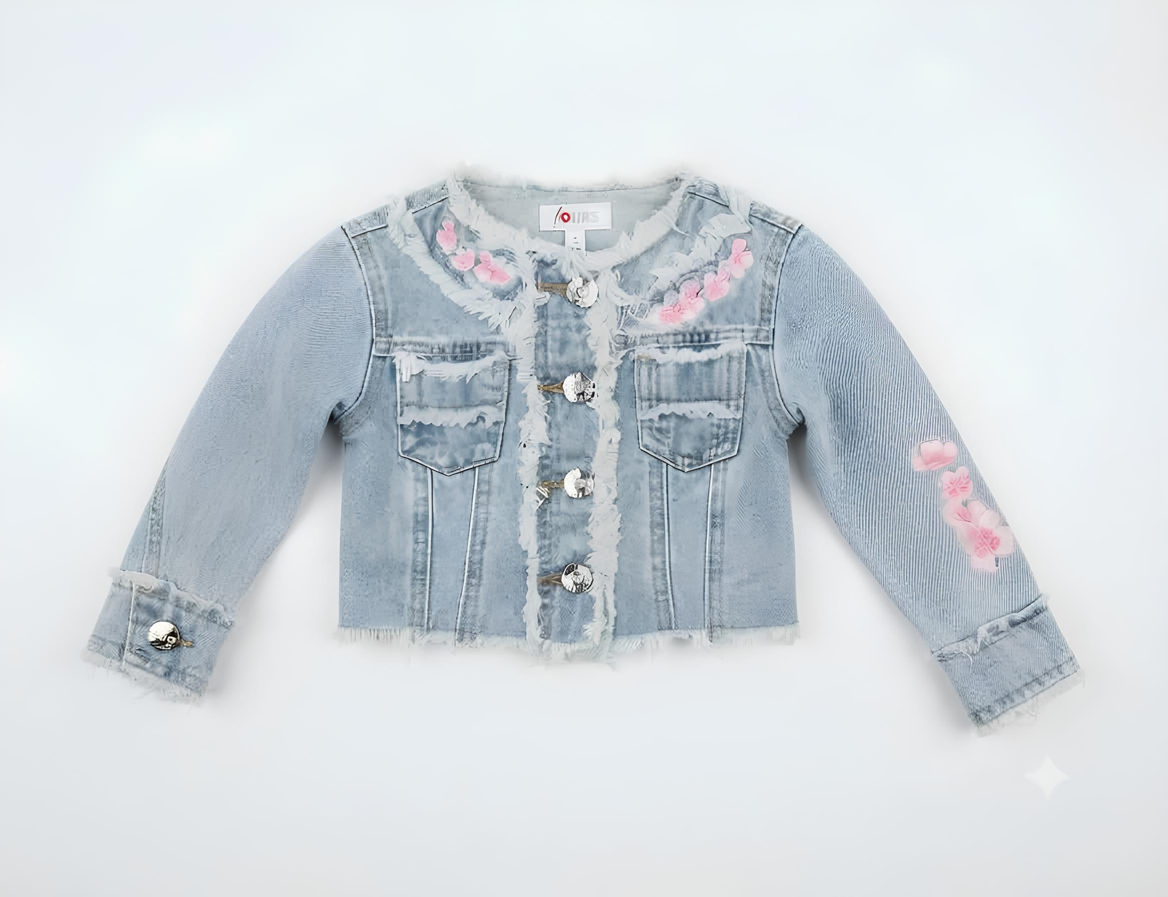 YOURS GIACCHETTO JEANS RICAMATO BIMBA. COTONE.