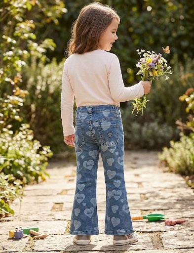 GUESS JEANS BIMBA A ZAMPA CON CUORI. COTONE.