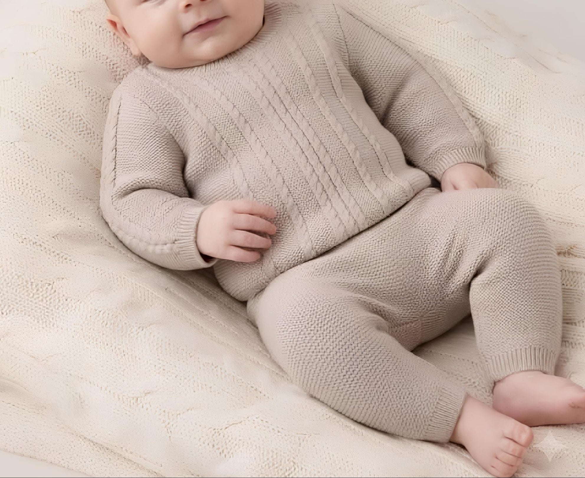 MINIBANDA COMPLETO 2 PZ. IN MAGLIA, UNISEX. COTONE/LANA.