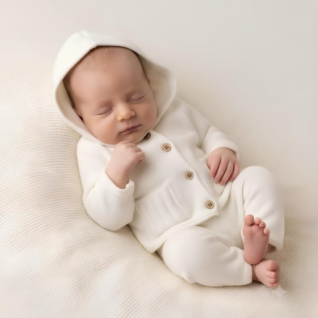 MINIBANDA COMPLETO 2 PZ. IN MAGLIA, UNISEX. COTONE/LANA.