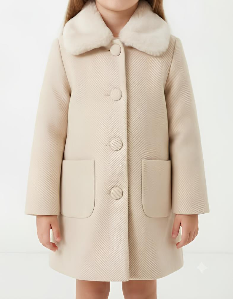 Sarabanda Cappotto Bambina con Colletto in Ecopelliccia Rimovibile