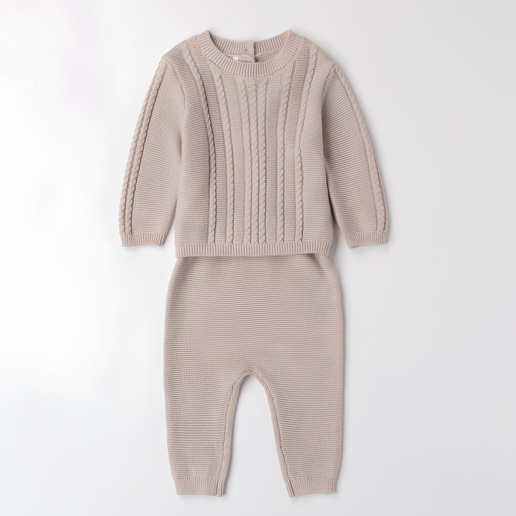 MINIBANDA COMPLETO 2 PZ. IN MAGLIA, UNISEX. COTONE/LANA.