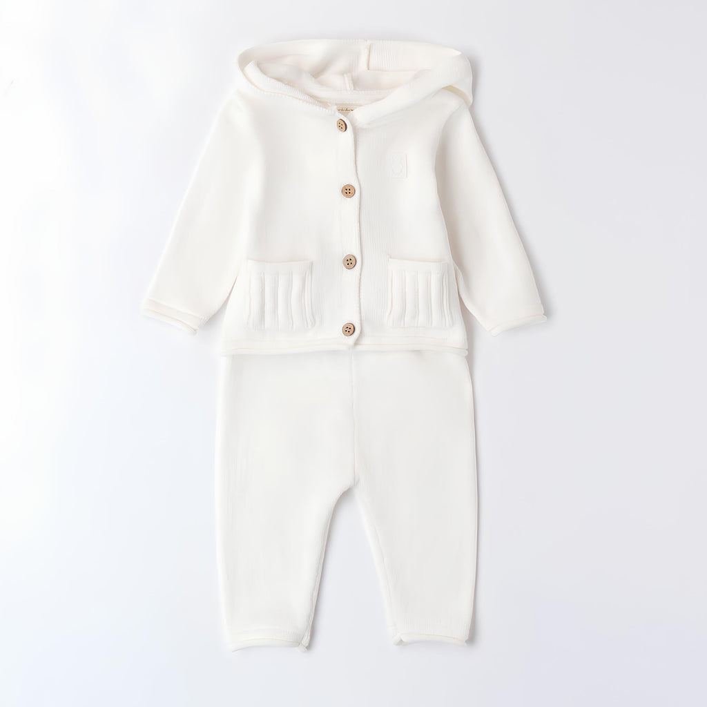 MINIBANDA COMPLETO 2 PZ. IN MAGLIA, UNISEX. COTONE/LANA.