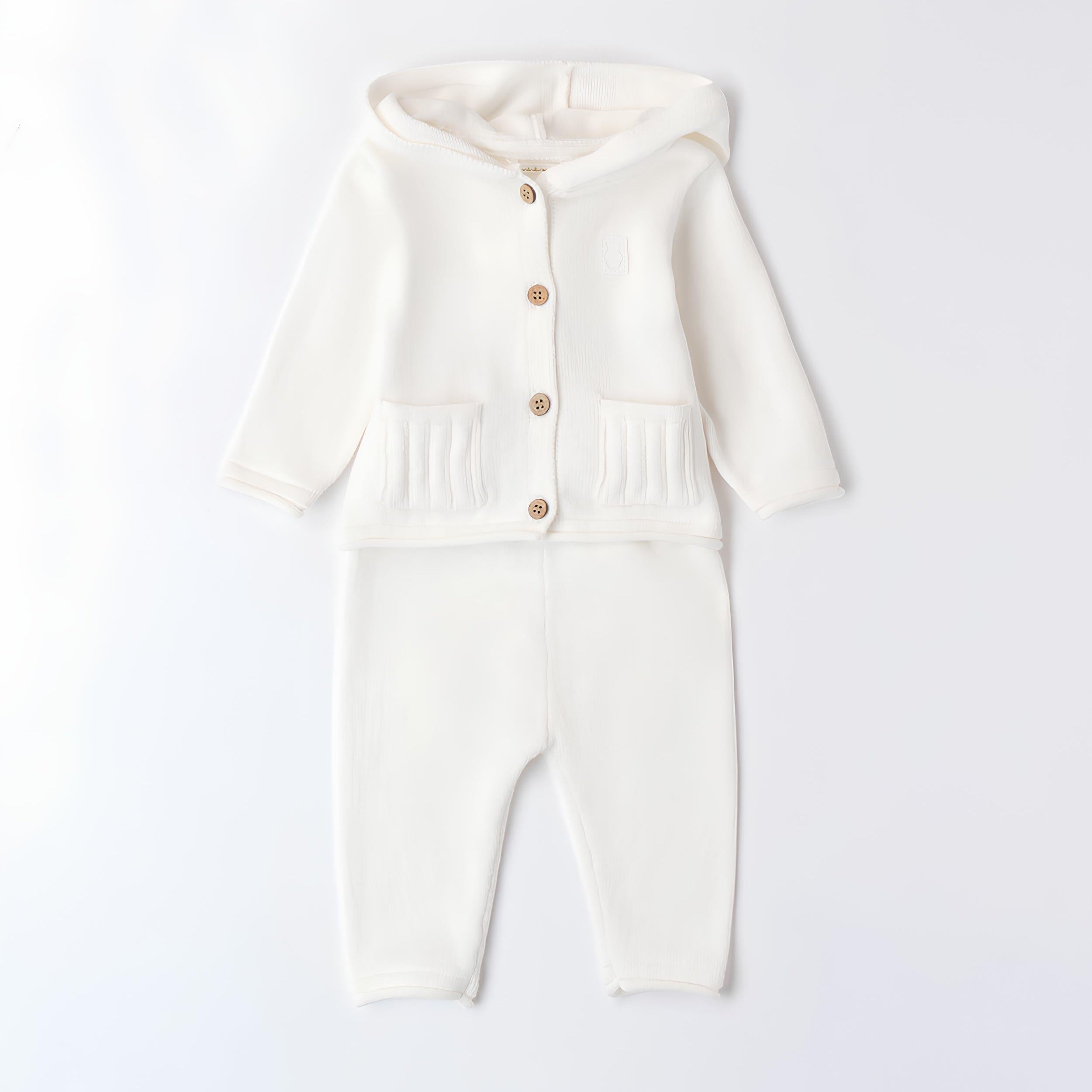 MINIBANDA COMPLETO 2 PZ. IN MAGLIA, UNISEX. COTONE/LANA.