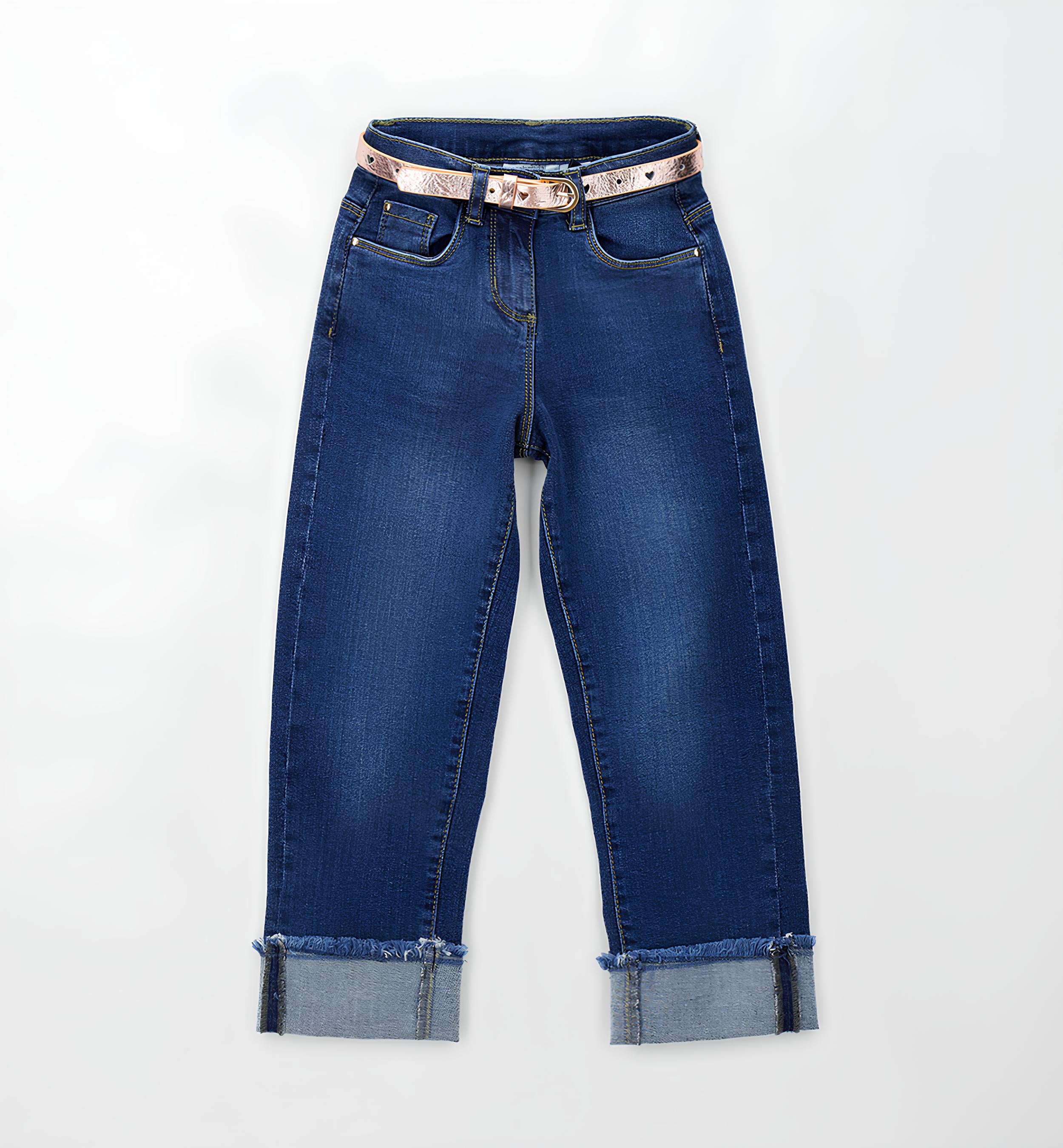 JEANS A PALAZZO CON CINTURA, BIMBA. COTONE.