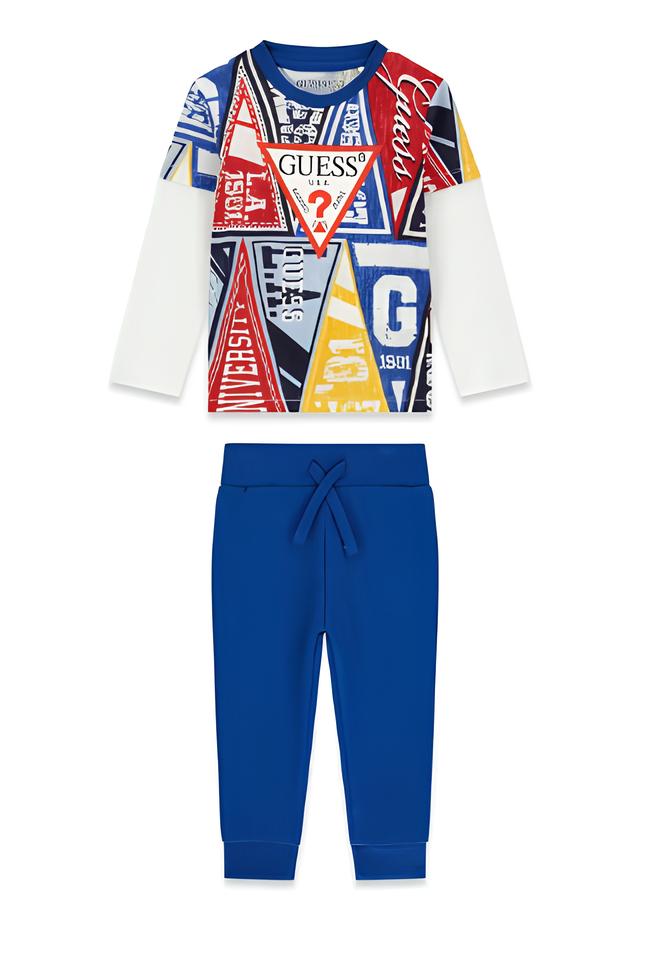 GUESS COMPLETO 2 PZ. BIMBO, MAGLIETTA COTONE+SOTTOTUTA COTONE GARZATO.