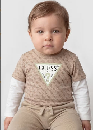 GUESS COMPLETO 2 PZ. BIMBO, MAGLIETTA COTONE+SOTTOTUTA COTONE GARZATO.