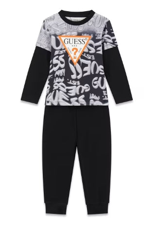 GUESS COMPLETO 2 PZ. BIMBO, MAGLIETTA COTONE+SOTTOTUTA COTONE GARZATO.