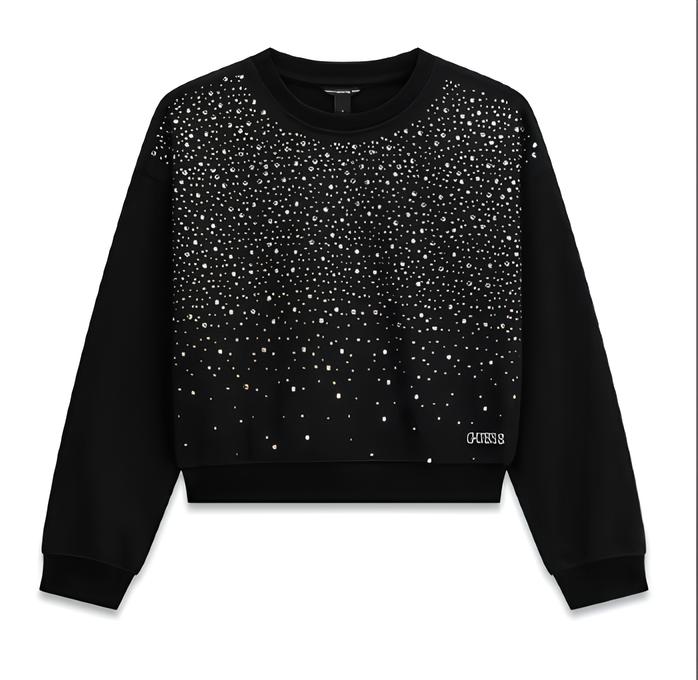 GUESS FELPA STRASSATA RAGAZZA. COTONE GARZATO.
