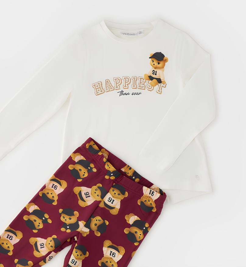 SARABANDA COMPLETO 2 PZ. BIMBA. MAGLIETTA COTONE+ LEGGING COTONE FELPATO.