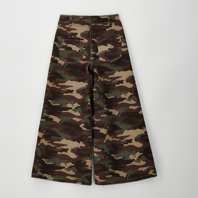 Sarabanda Pantalone a Palazzo Camouflage Bambina in Cotone