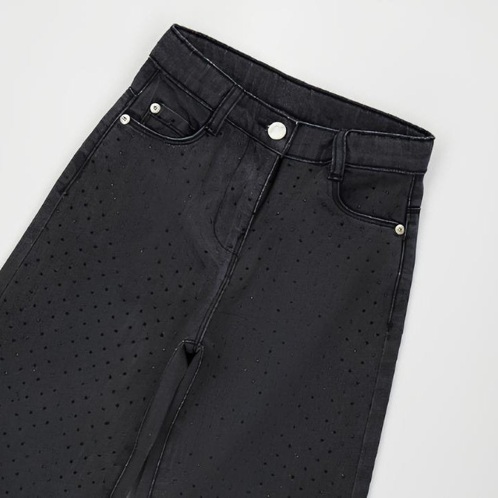 Sarabanda Jeans a Palazzo con Strass Bambina in Cotone