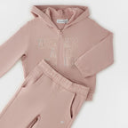 Sarabanda Tuta 2 Pezzi Bambina in Cotone Felpato Rosa