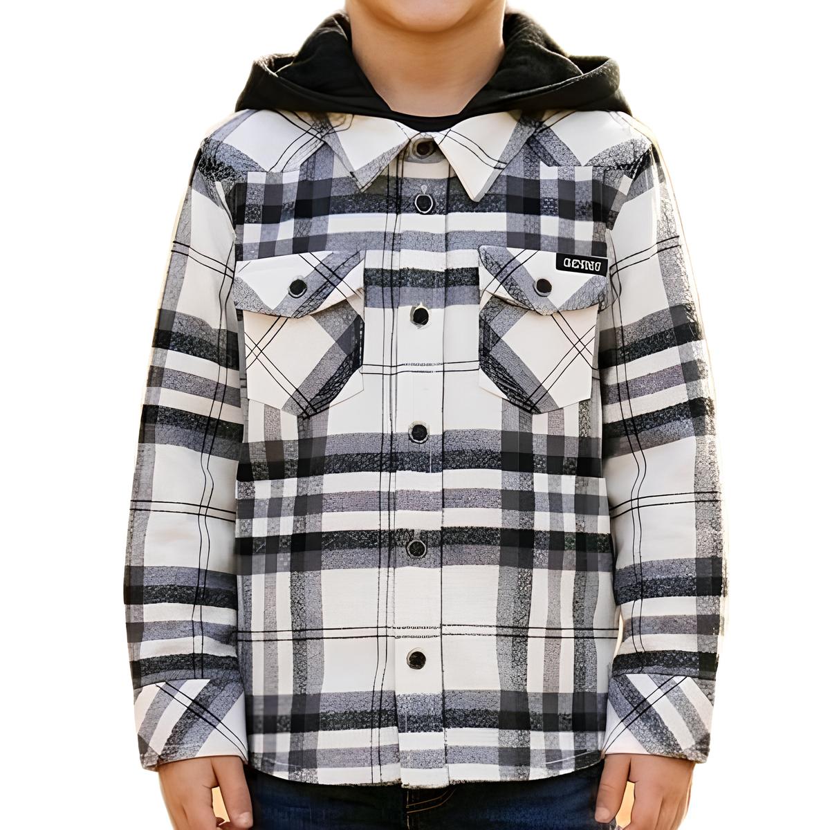 GUESS CAMICIA BIMBO, CAPPUCCIO STACCABILE. FLANELLA.