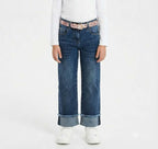 SARABANDA JEANS A PALAZZO CON CINTURA, BIMBA. COTONE.