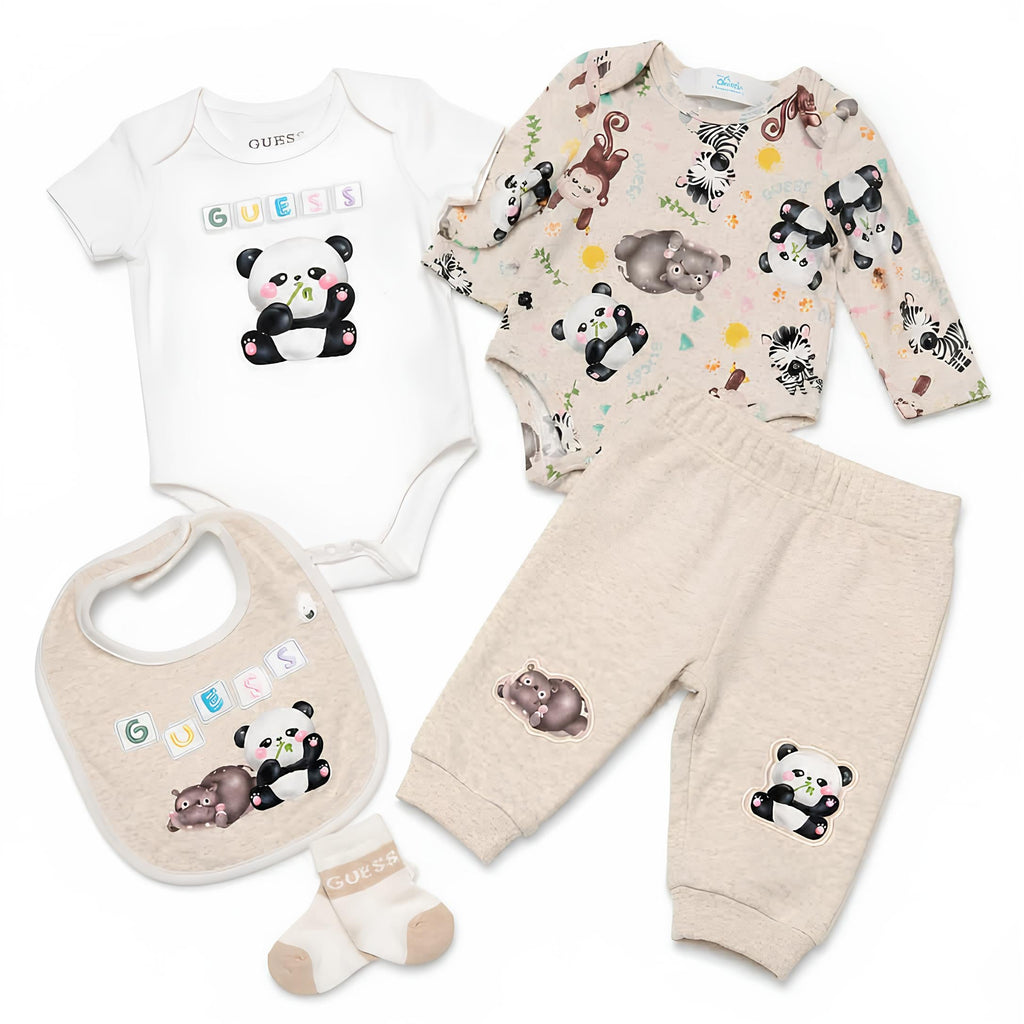 GUESS COMPLETO 5 PZ. UNISEX, NEONATO. COTONE.