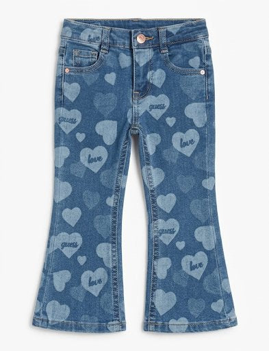 GUESS JEANS BIMBA A ZAMPA CON CUORI. COTONE.