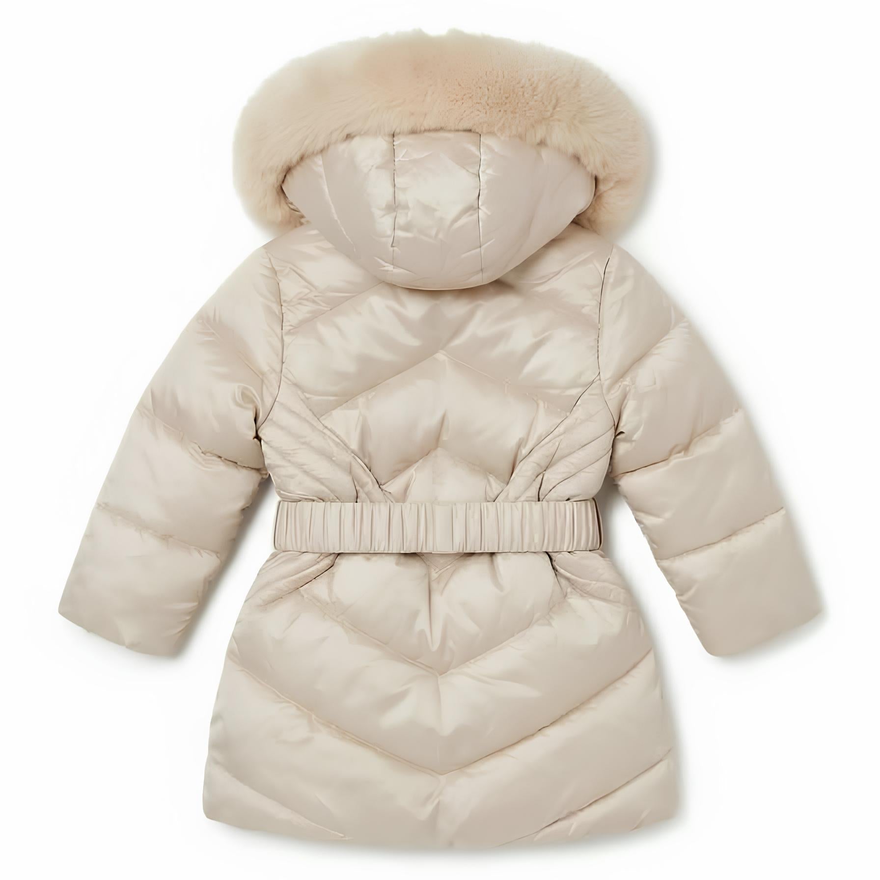 Yours Piumino Bambina con Cappuccio e Bordura in Ecopelliccia Rimovibile