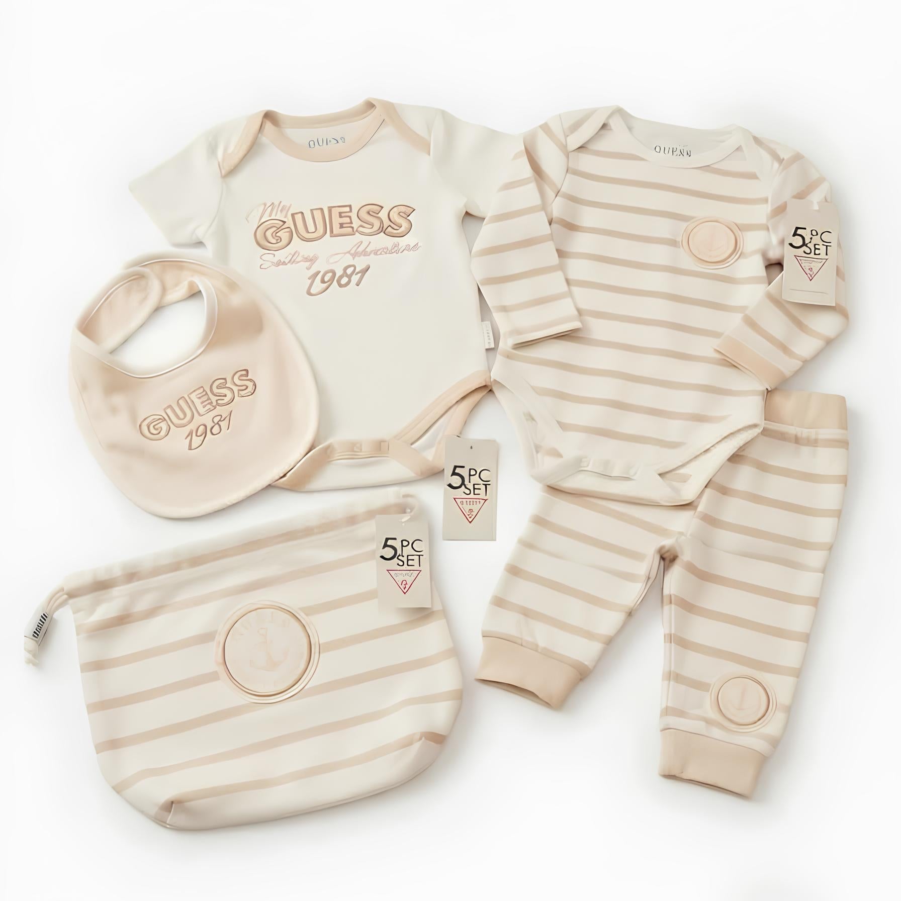 GUESS SET 5 PZ. UNISEX NEONATO. COTONE.