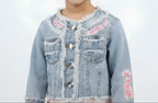 YOURS GIACCHETTO JEANS RICAMATO BIMBA. COTONE.