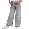 GUESS JEANS A PALAZZO RAGAZZA, CON STRAPPI. COTONE.