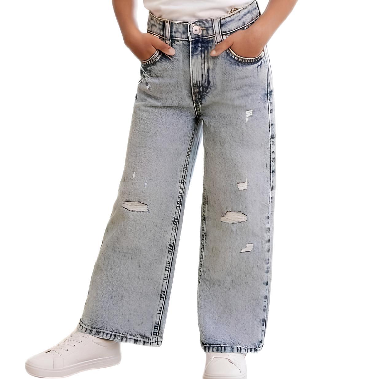 GUESS JEANS A PALAZZO RAGAZZA, CON STRAPPI. COTONE.