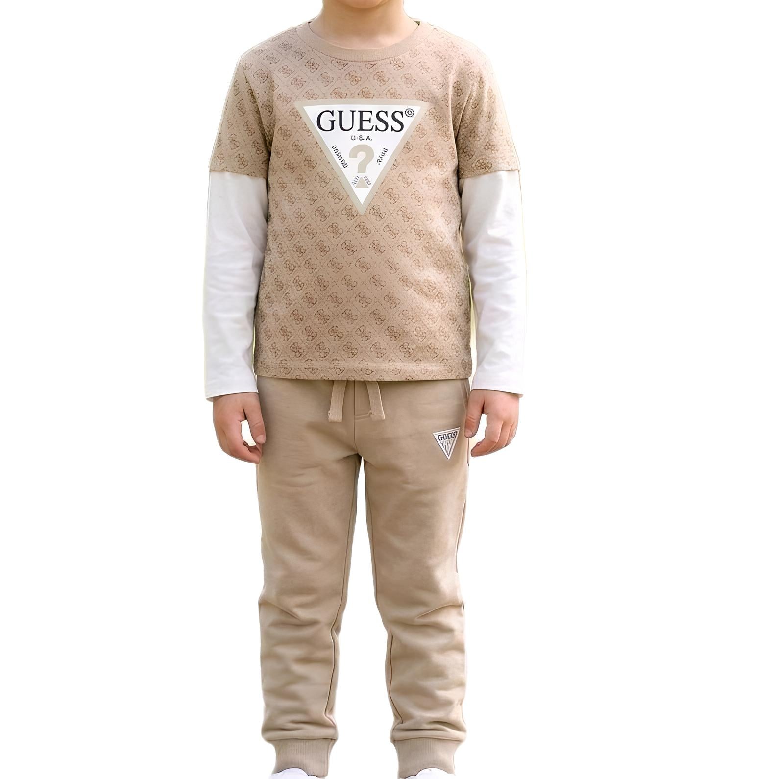 GUESS COMPLETO 2 PZ. BIMBO, MAGLIETTA COTONE+SOTTOTUTA COTONE GARZATO.