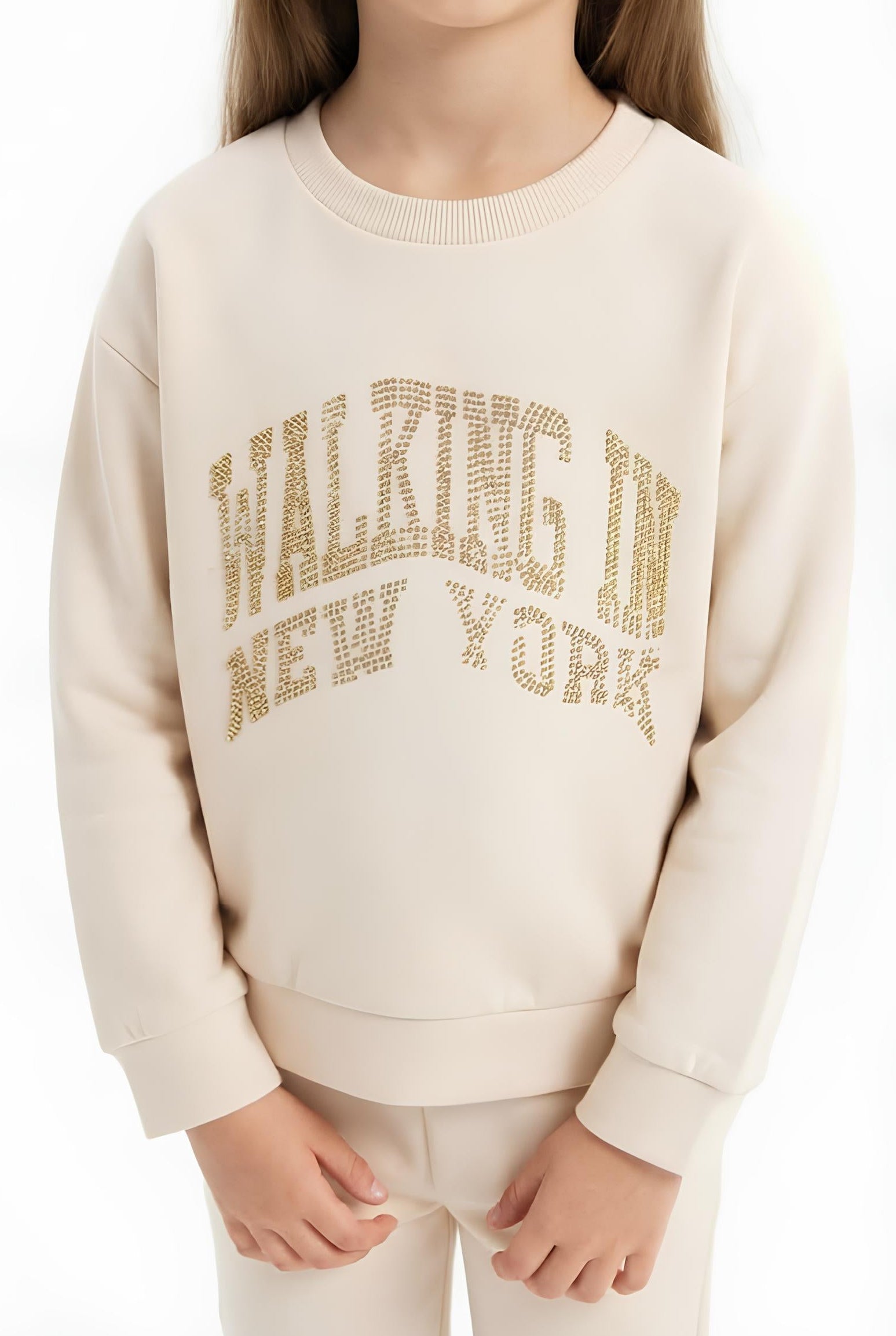 SARABANDA FELPA CON STRASS BIMBA . COTONE GARZATO.