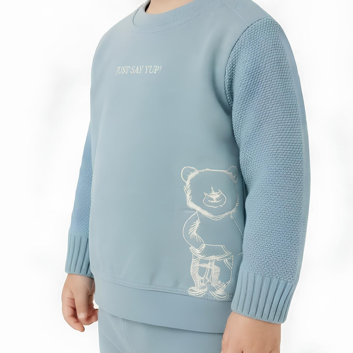 YOURS FELPA BIMBO CON MANICHE IN MAGLIA. COTONE FELPATO.